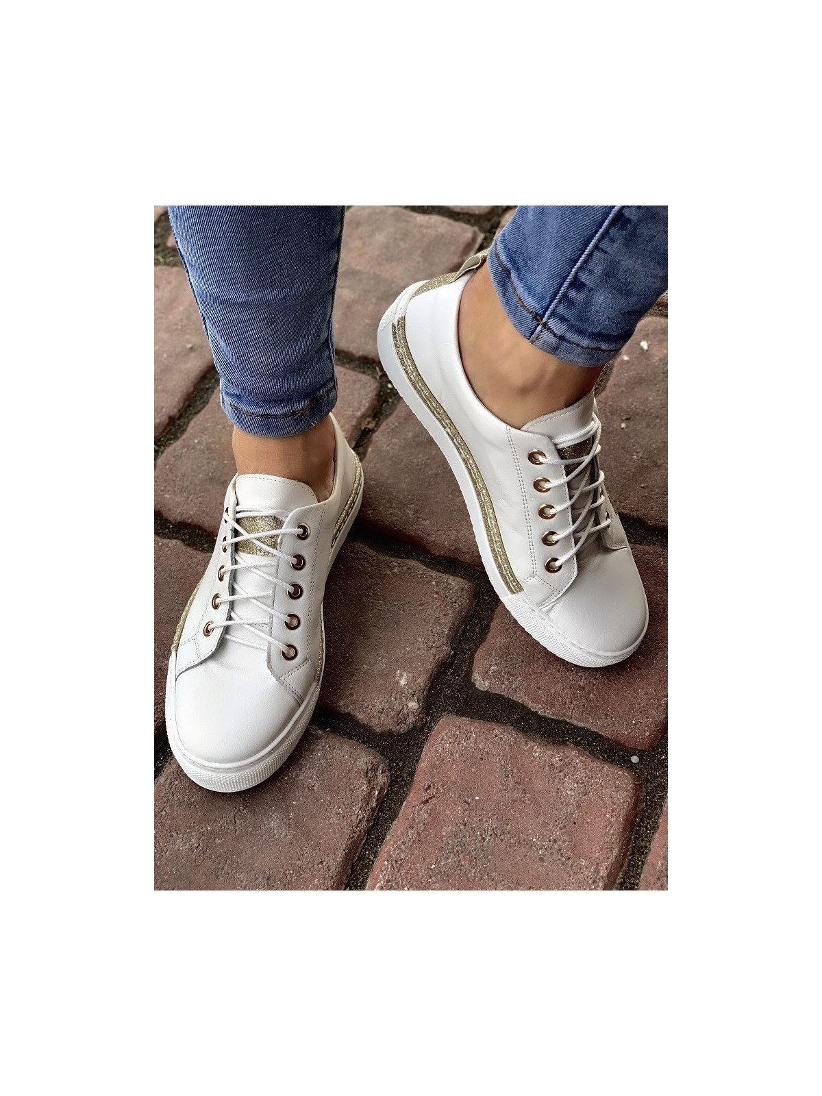 Białe trampki damskie skórzane