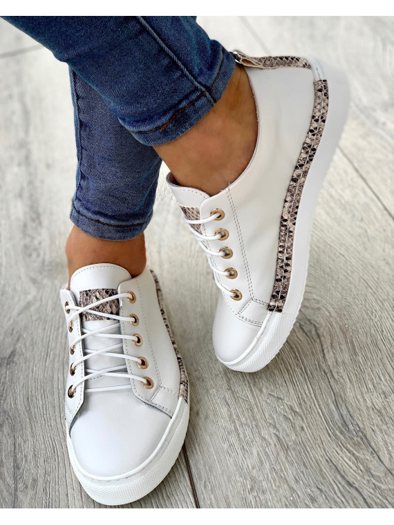 Białe trampki damskie skórzane