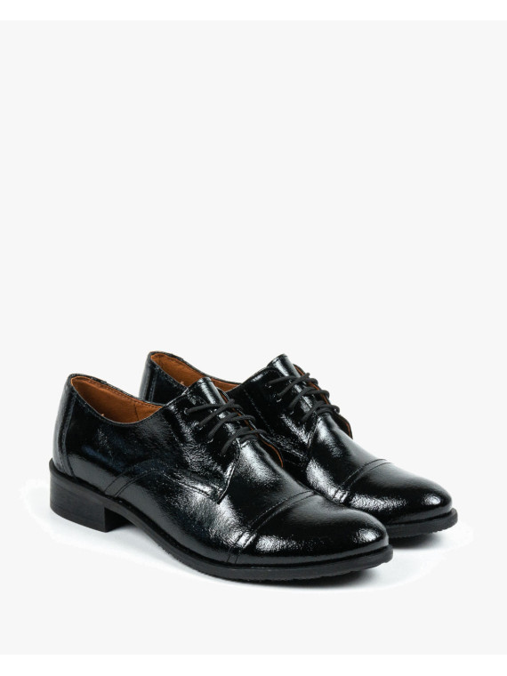 Czarne półbuty damskie skórzane