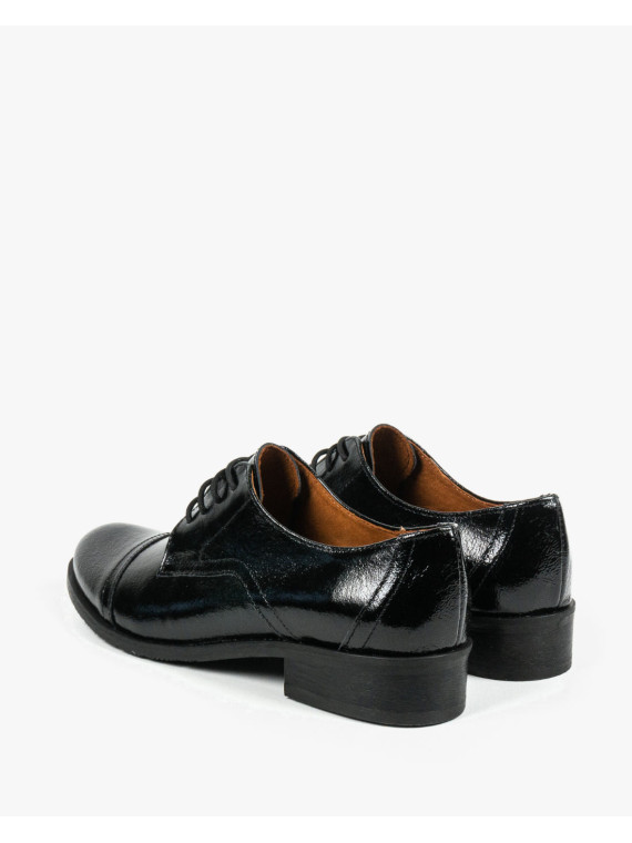 Czarne półbuty damskie skórzane