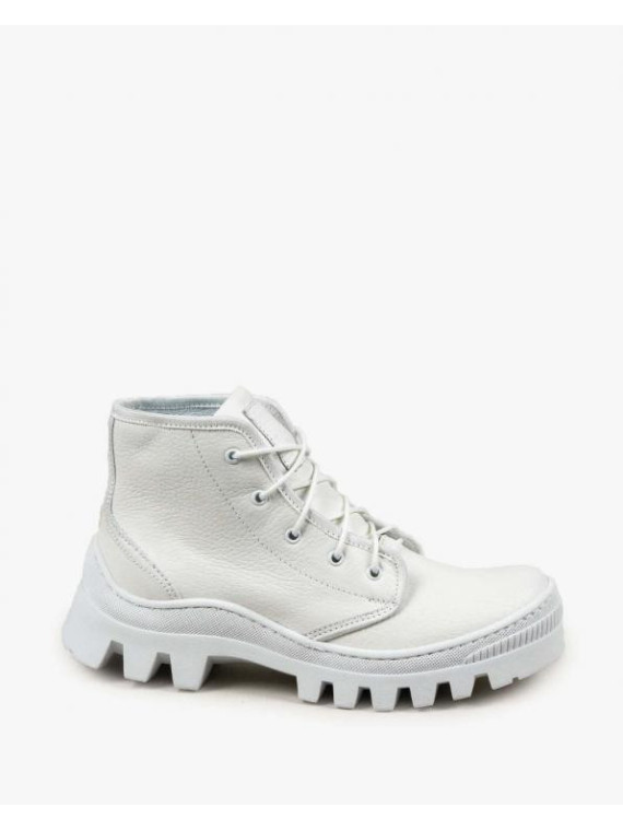 Białe trapery damskie skórzane