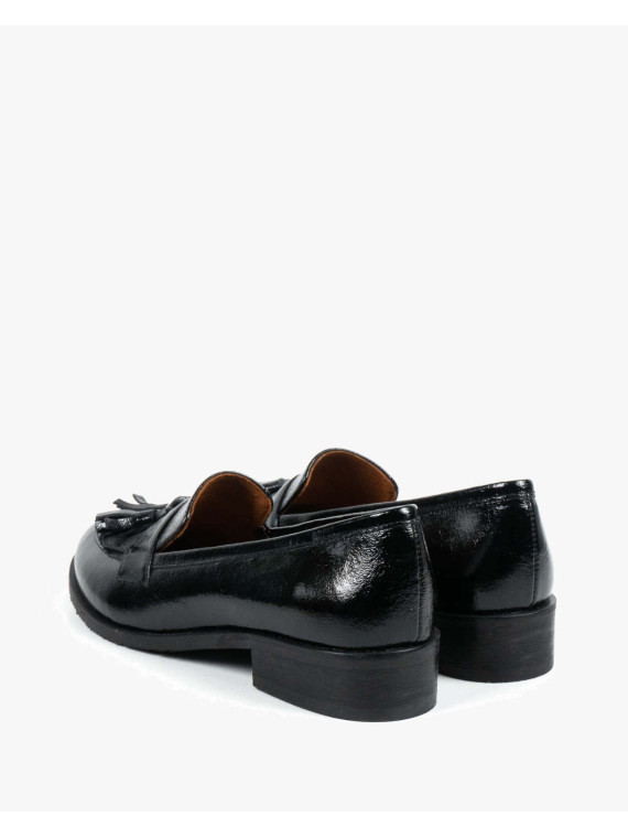 Czarne mokasyny damskie skórzane