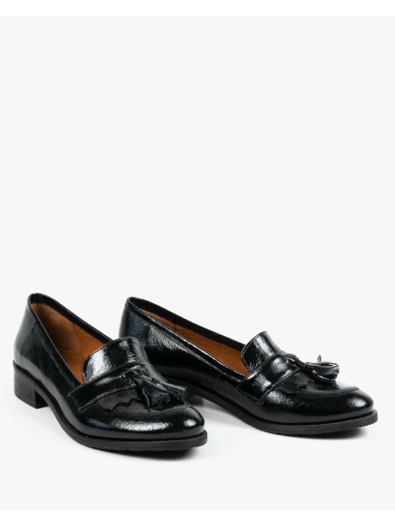 Czarne mokasyny damskie skórzane