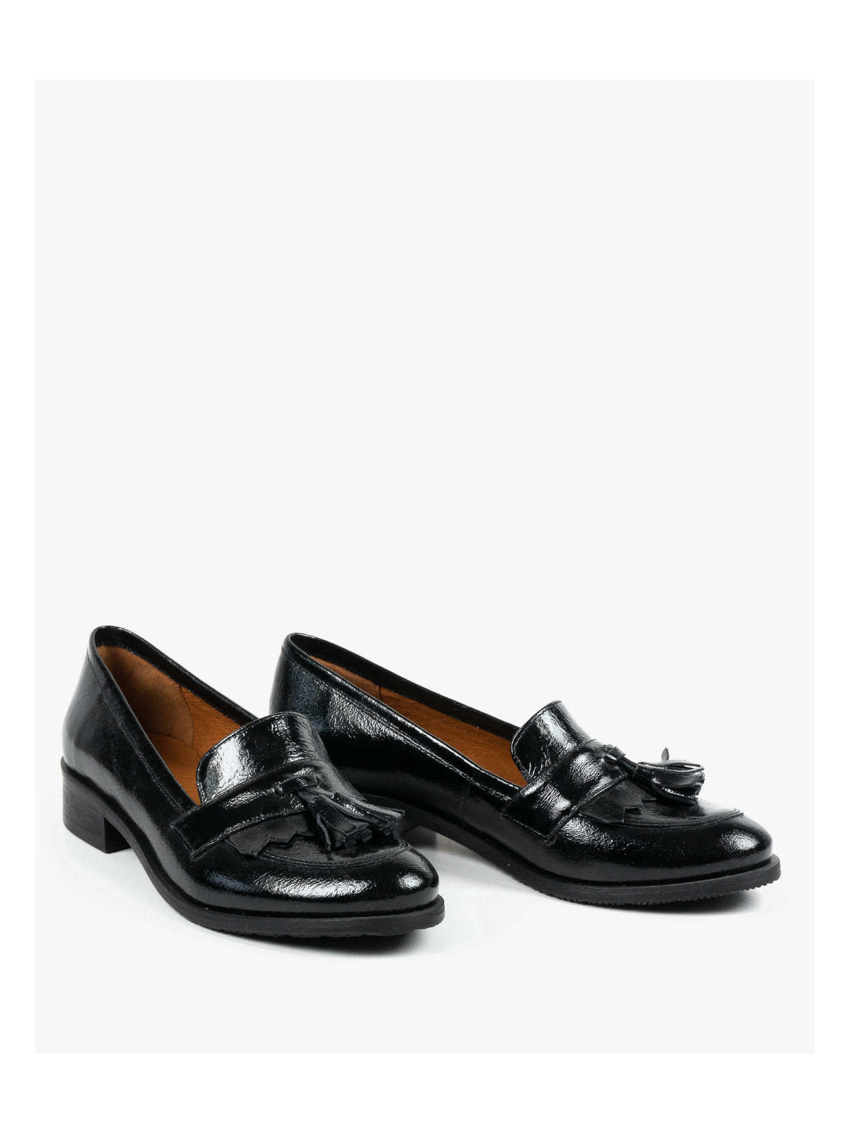 Czarne mokasyny damskie skórzane