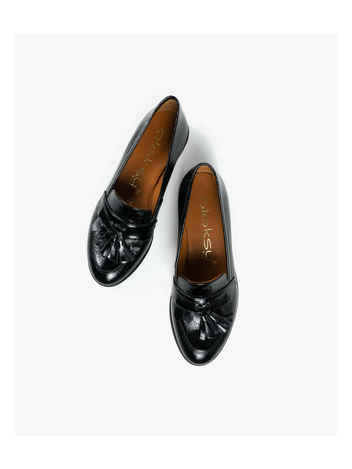 Czarne mokasyny damskie skórzane