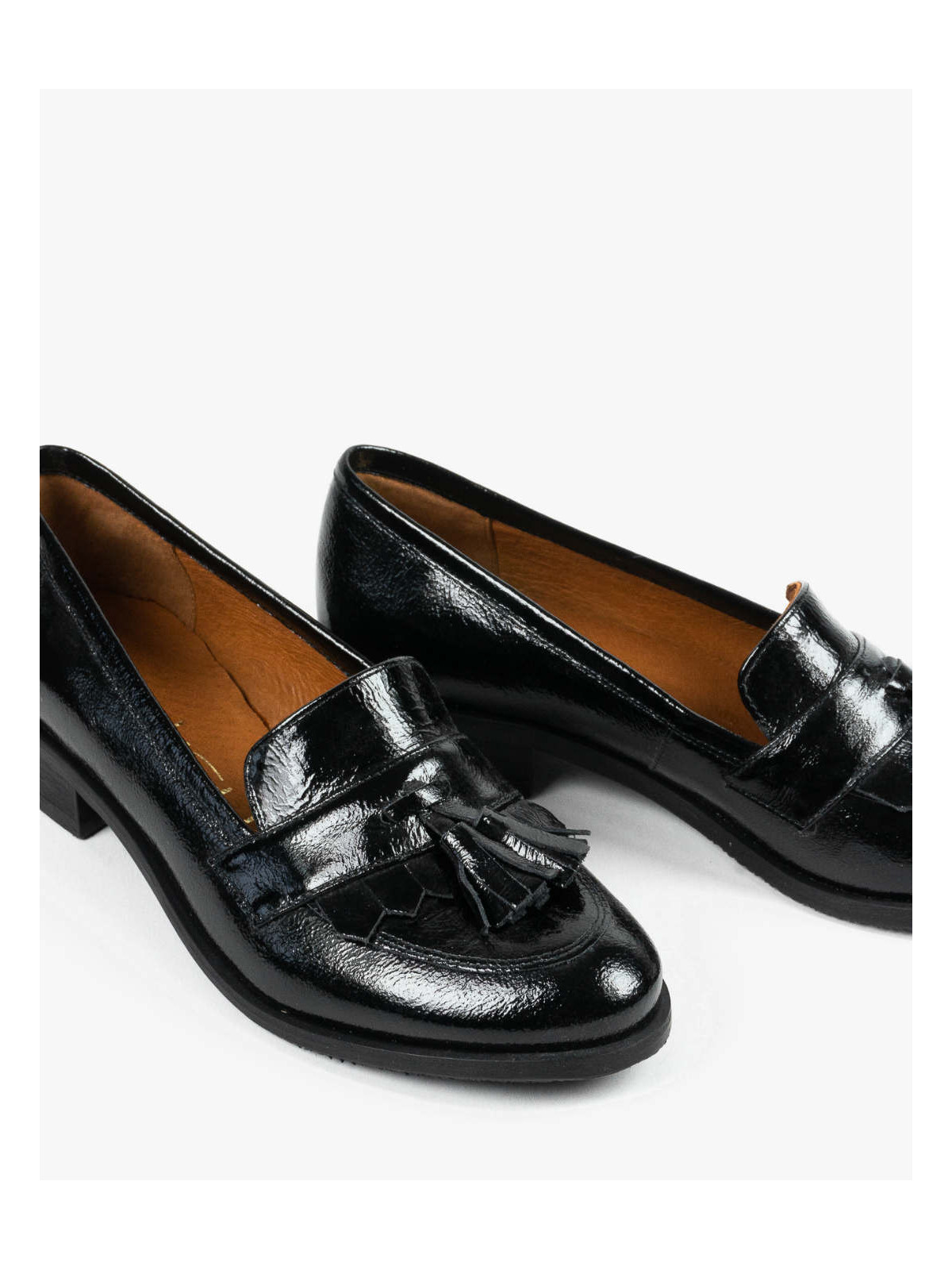 Czarne mokasyny damskie skórzane