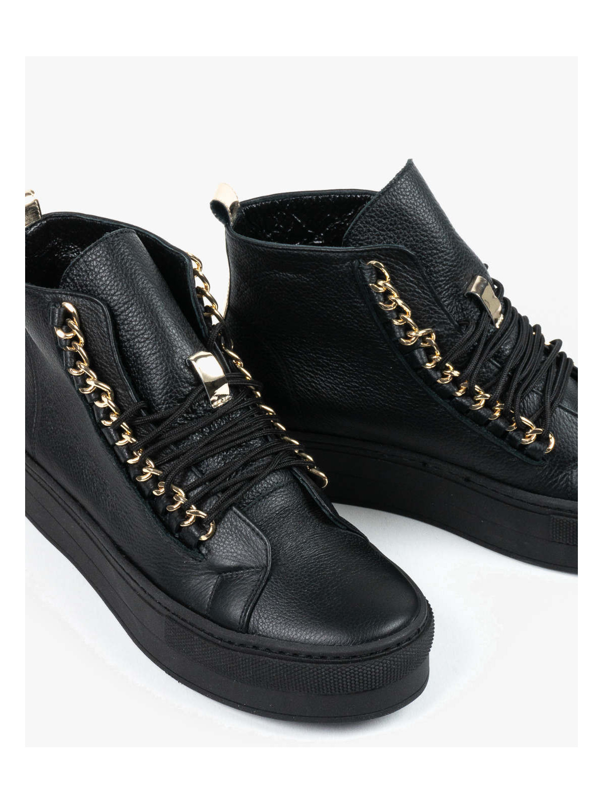 Czarne trampki damskie skórzane