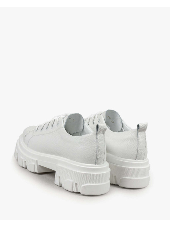 Białe trapery damskie skórzane