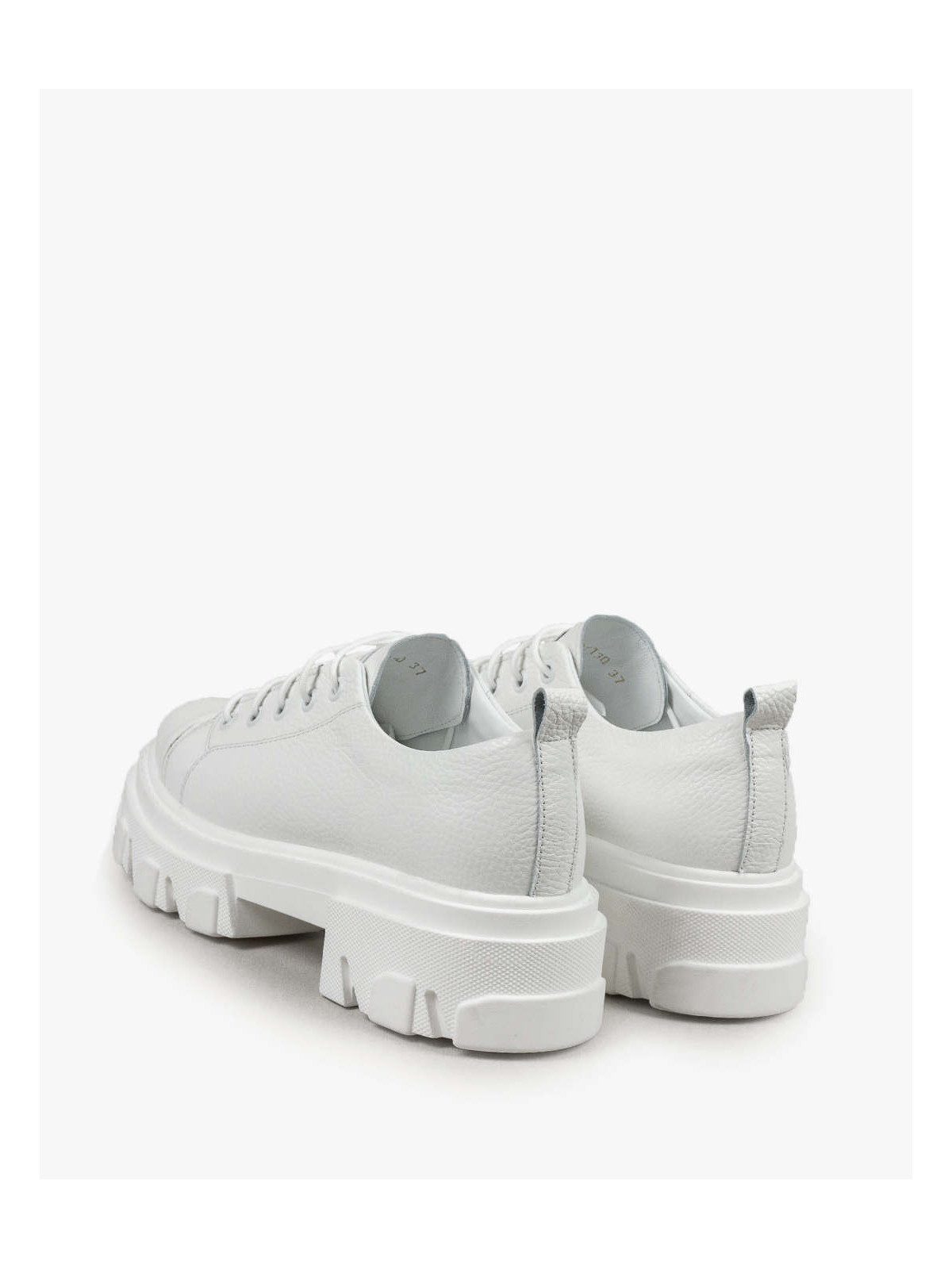 Białe trapery damskie skórzane