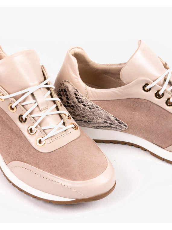 Beżowe adidasy damskie skórzane