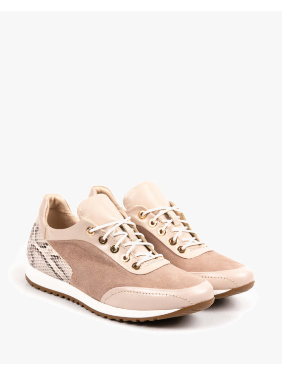 Beżowe adidasy damskie skórzane