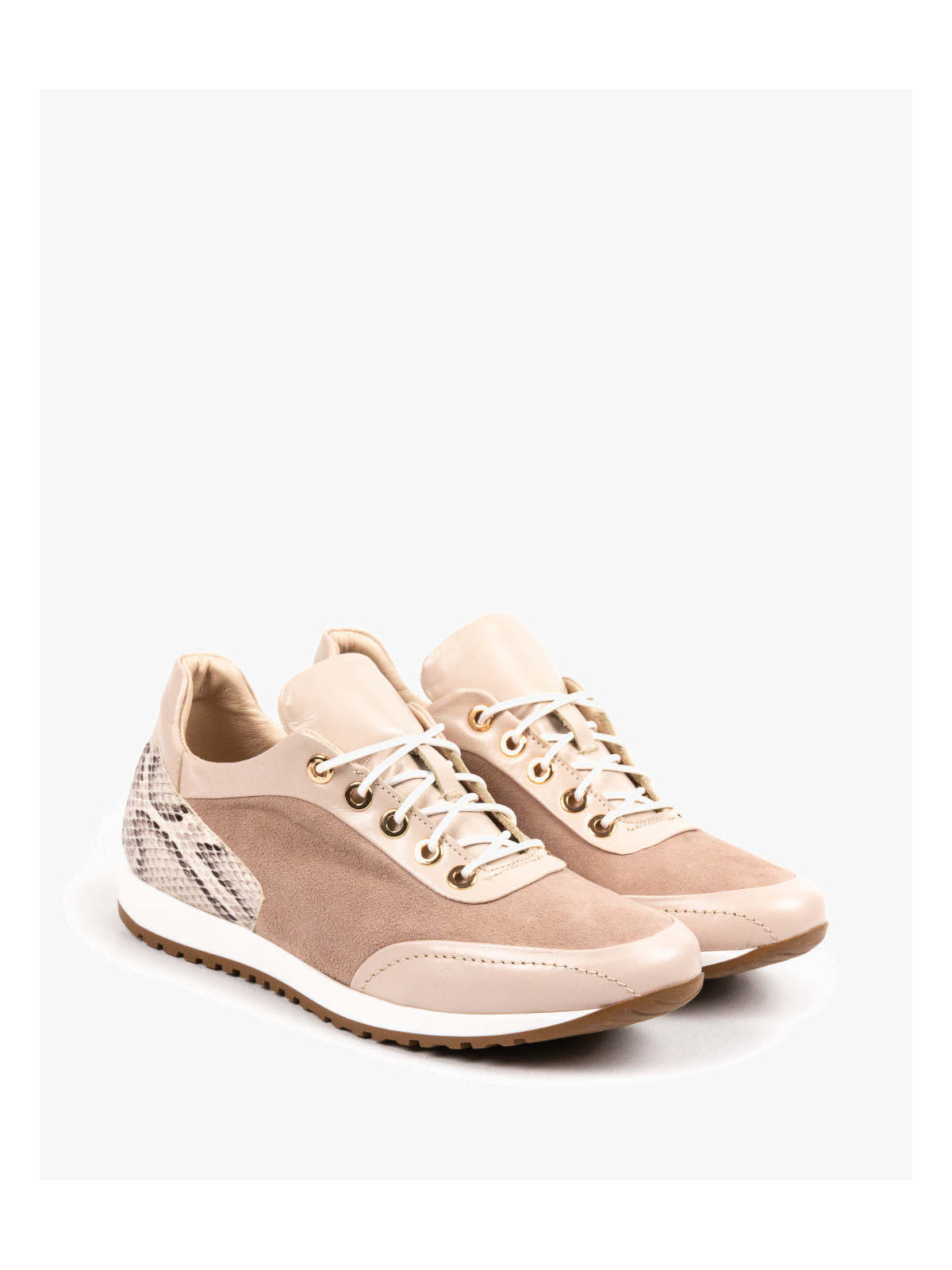 Beżowe adidasy damskie skórzane