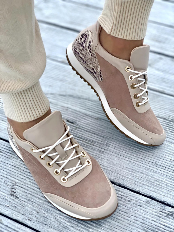 Beżowe adidasy damskie skórzane