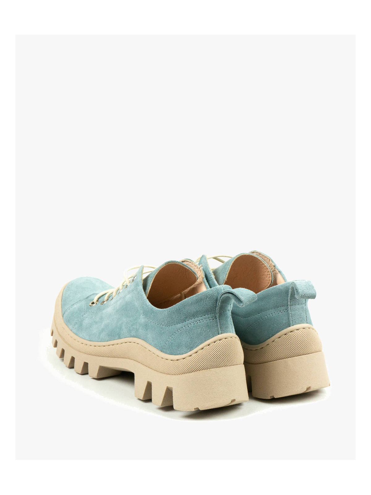 Niebieskie traperki damskie skórzane