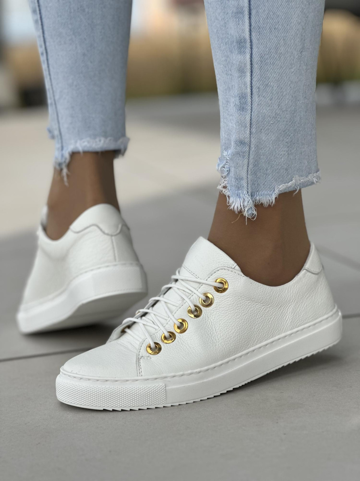 Białe trampki damskie skórzane OLEKSY polskiej produkcji