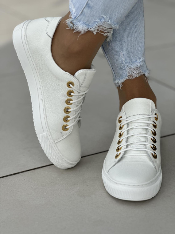 Białe trampki damskie skórzane OLEKSY polskiej produkcji