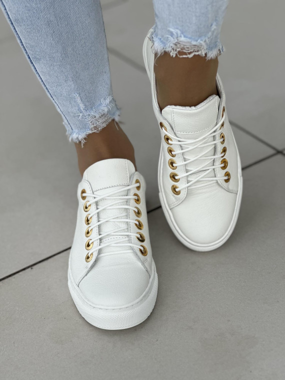 Białe trampki damskie skórzane OLEKSY polskiej produkcji