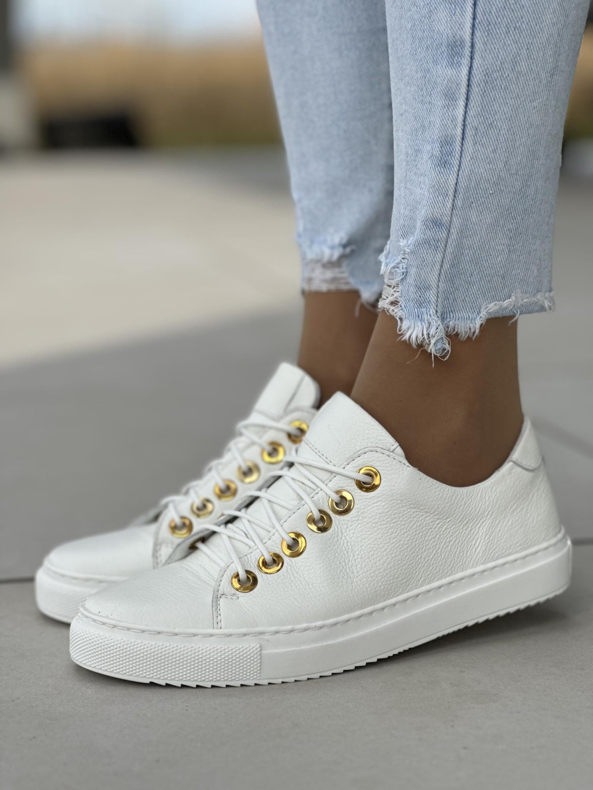 Białe trampki damskie skórzane OLEKSY polskiej produkcji