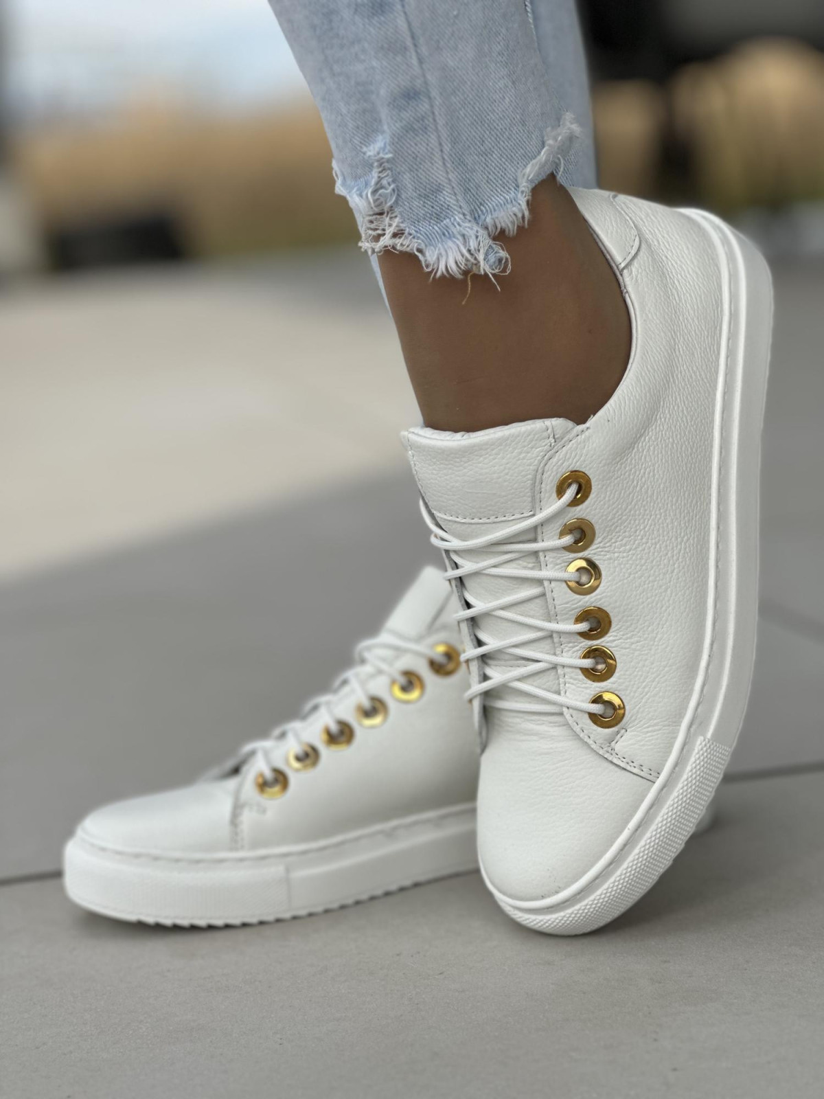 Białe trampki damskie skórzane OLEKSY polskiej produkcji