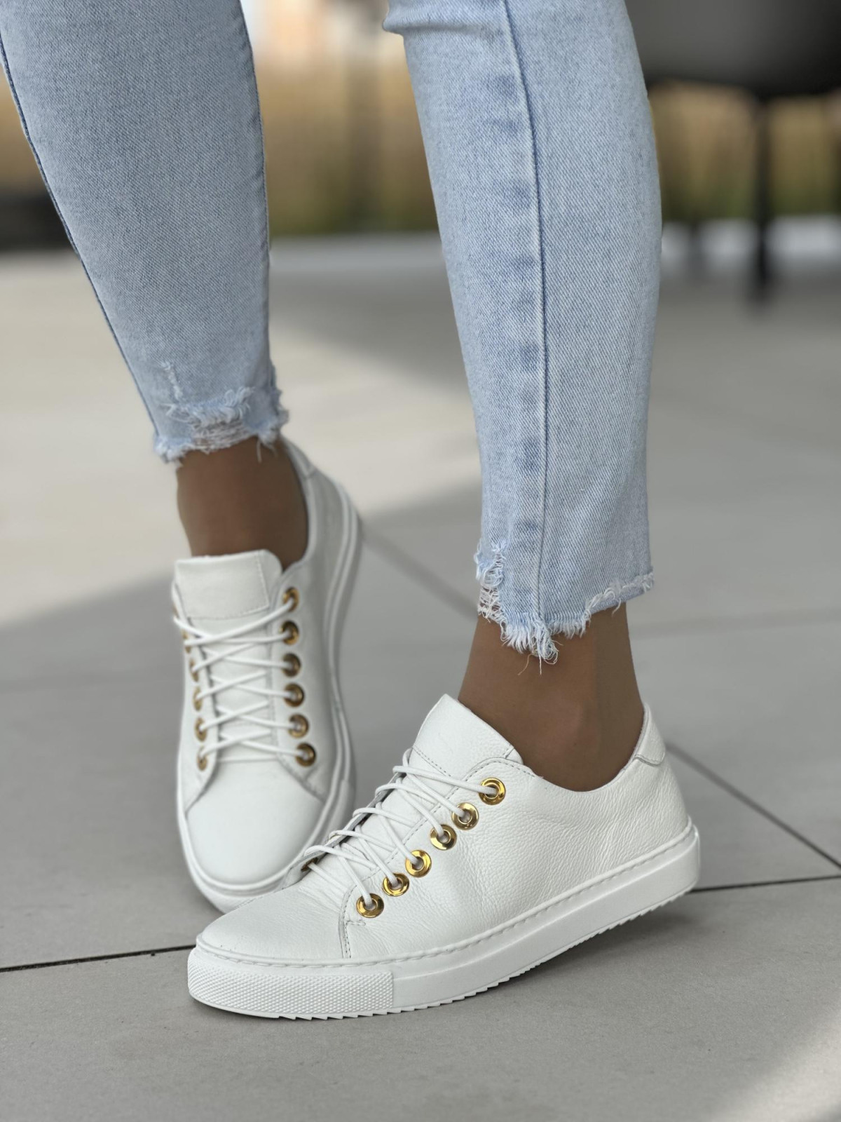 Białe trampki damskie skórzane OLEKSY polskiej produkcji