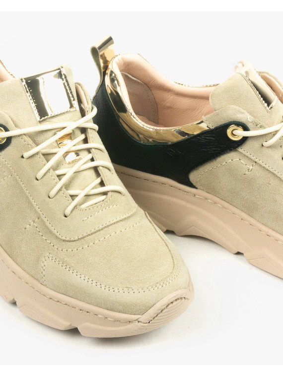 Beżowe adidasy damskie skórzane