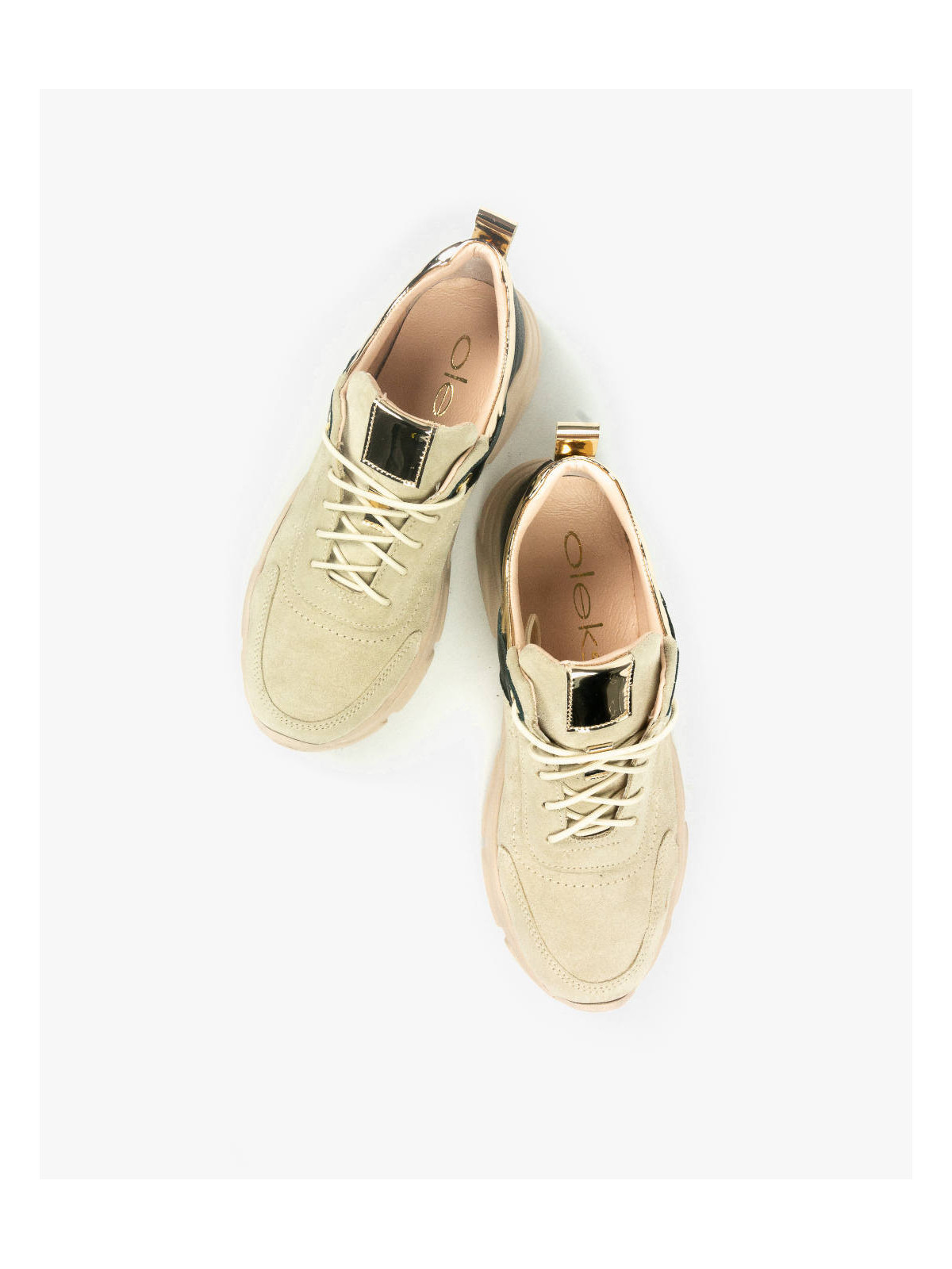 Beżowe adidasy damskie skórzane