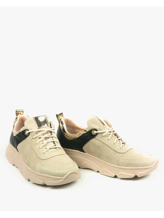 Beżowe adidasy damskie skórzane