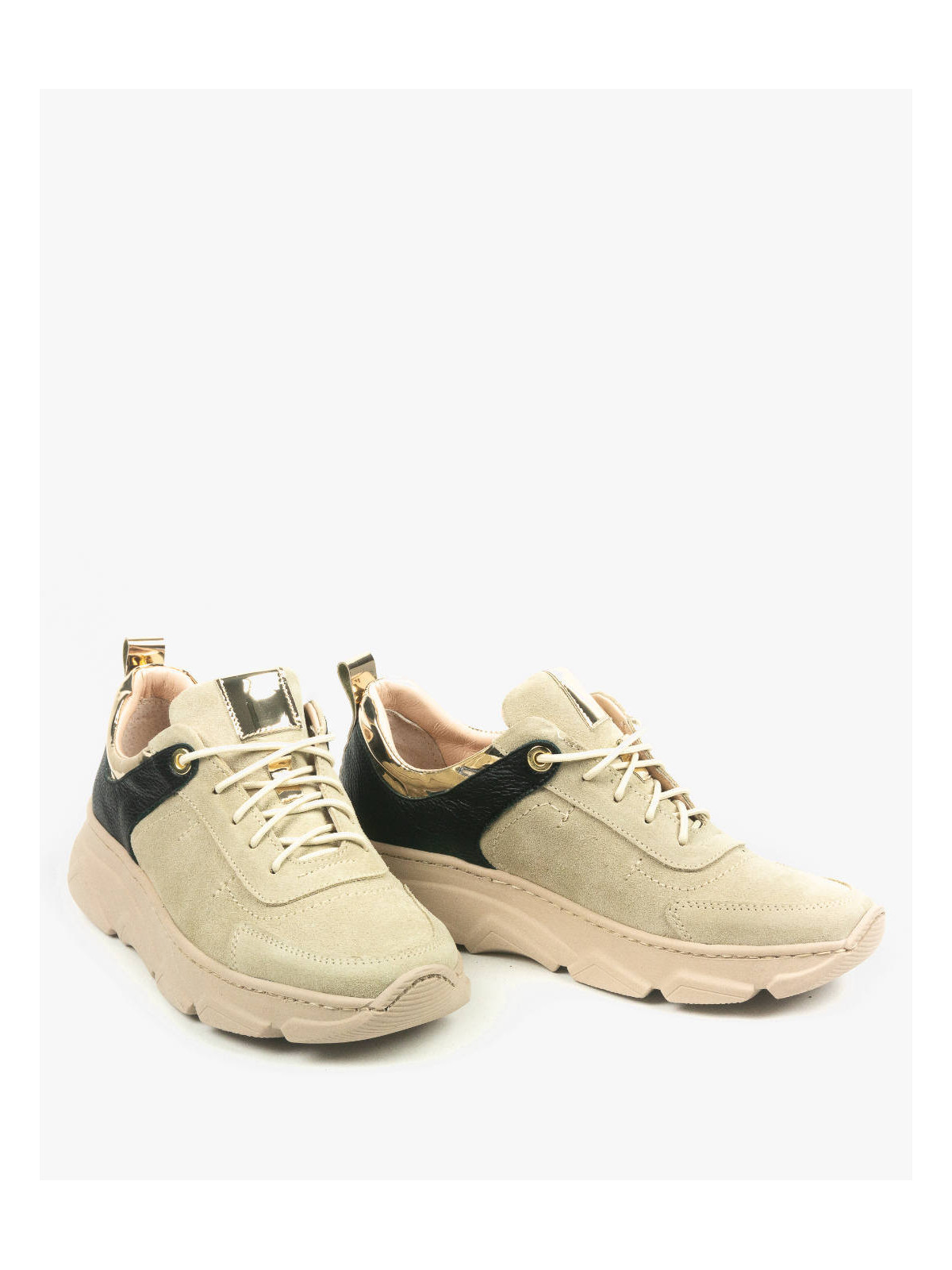 Beżowe adidasy damskie skórzane