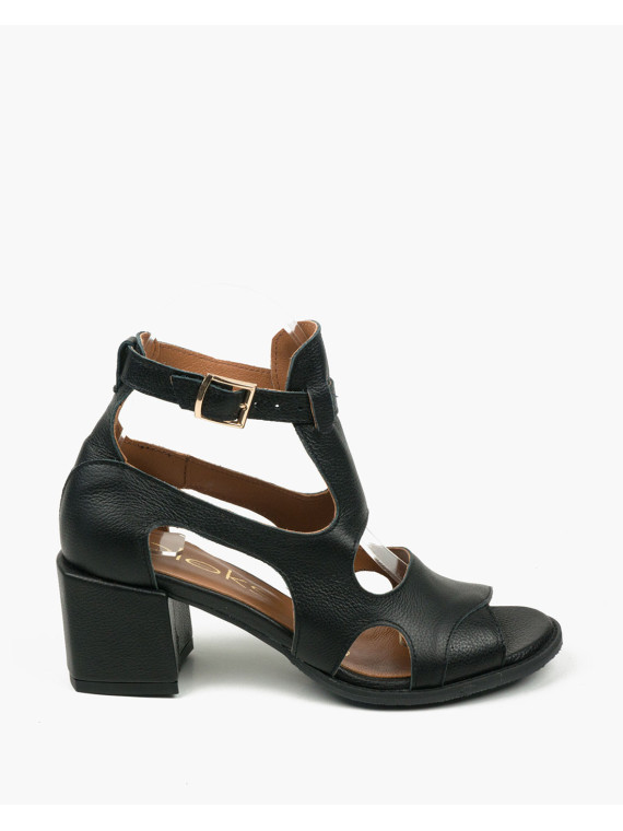 Czarne sandały damskie skórzane