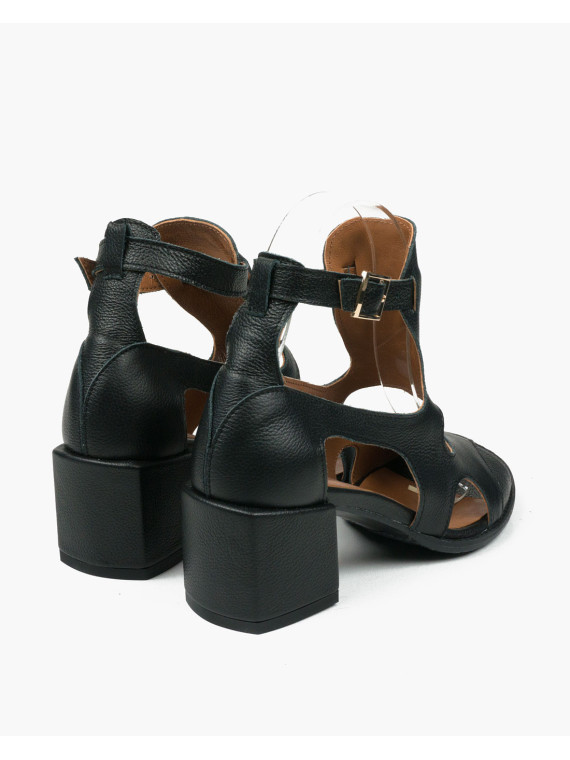 Czarne sandały damskie skórzane