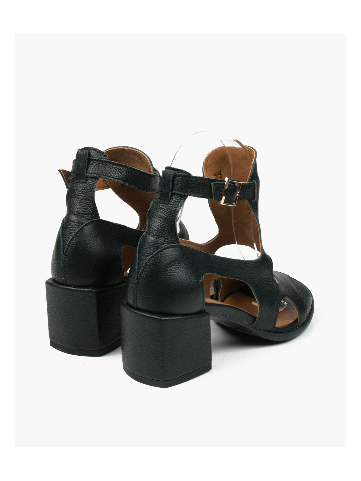 Czarne sandały damskie skórzane