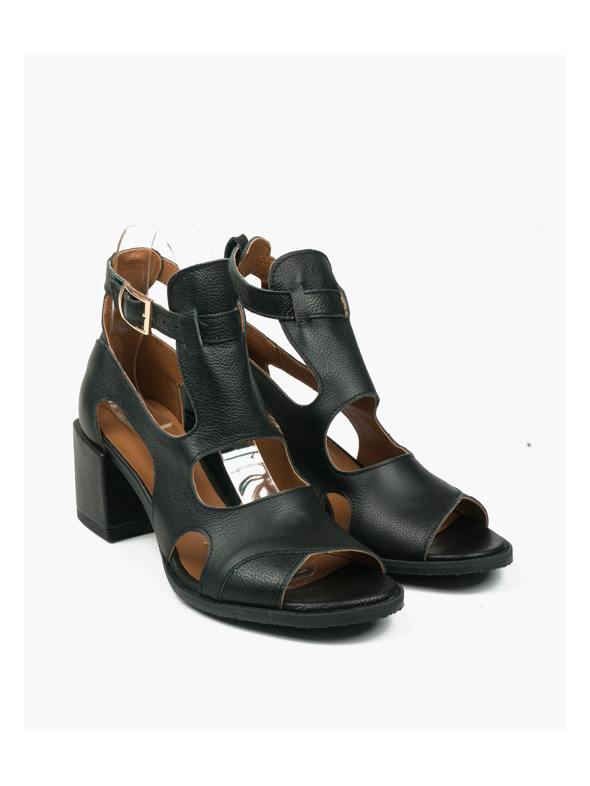 Czarne sandały damskie skórzane