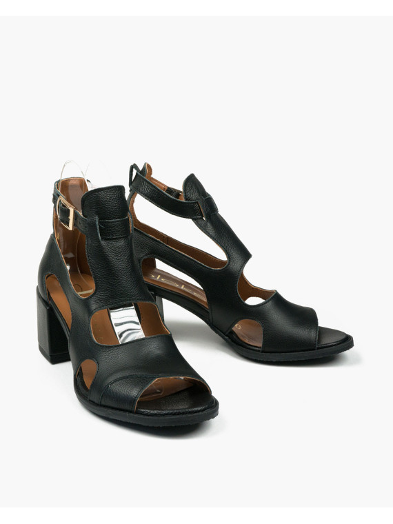 Czarne sandały damskie skórzane