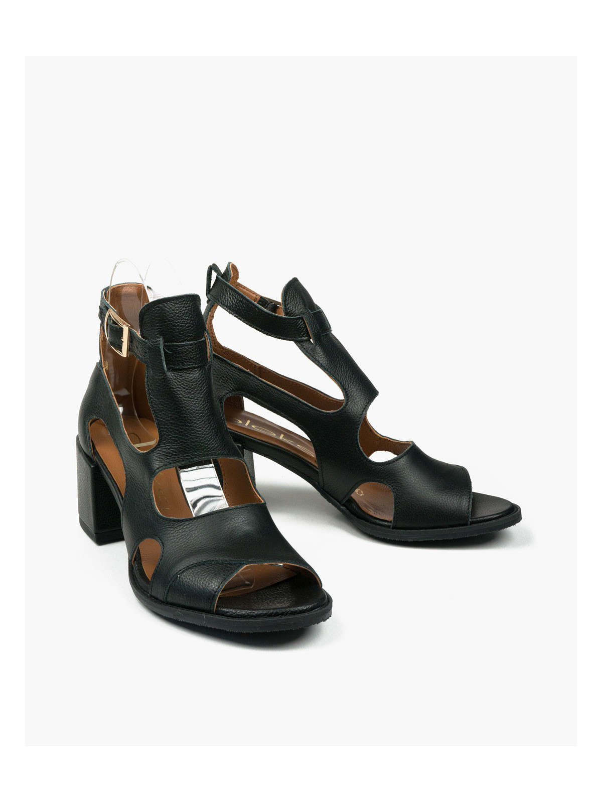 Czarne sandały damskie skórzane