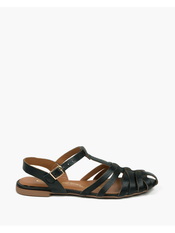 Czarne sandały damskie skórzane