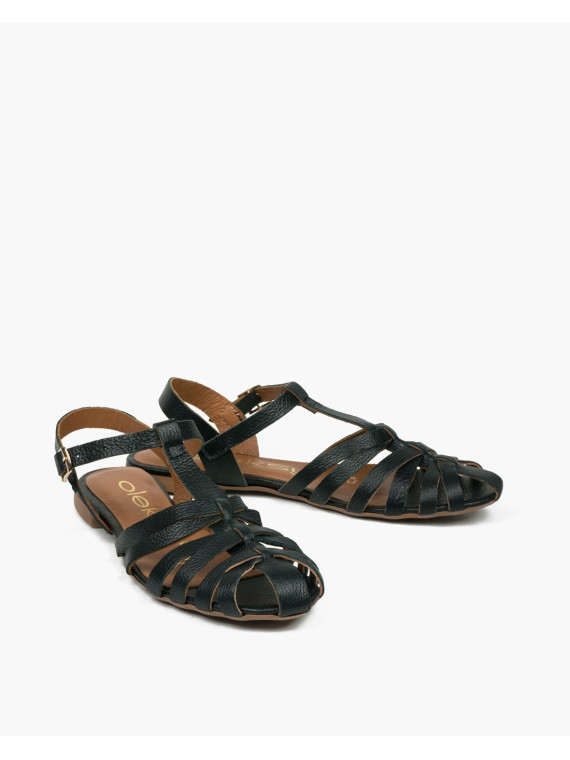 Czarne sandały damskie skórzane