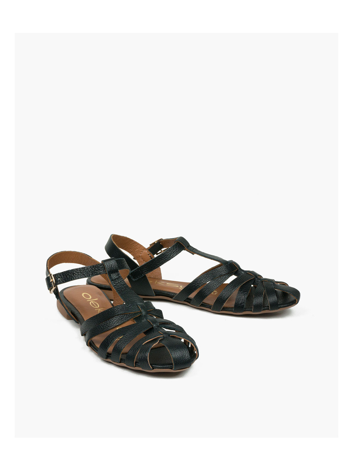 Czarne sandały damskie skórzane