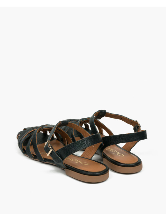 Czarne sandały damskie skórzane