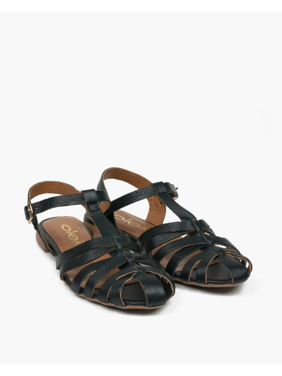 Czarne sandały damskie skórzane