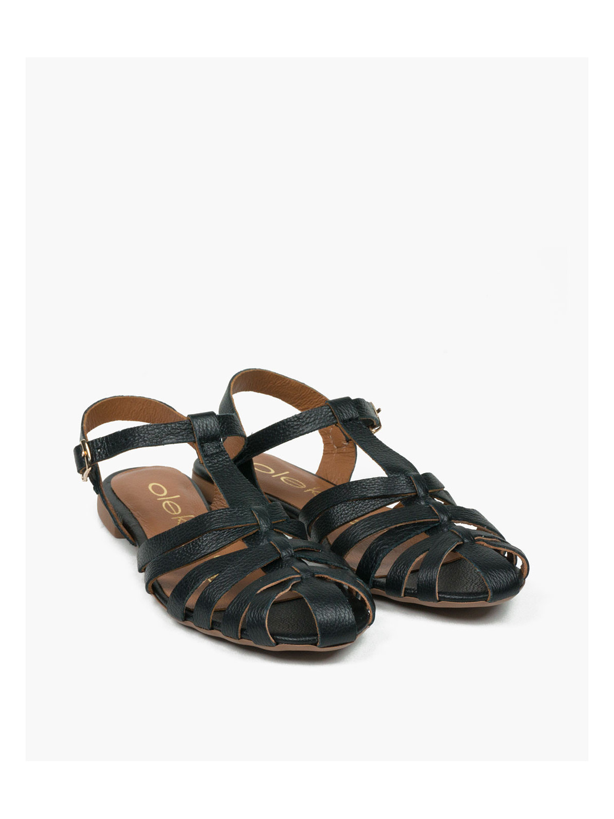 Czarne sandały damskie skórzane