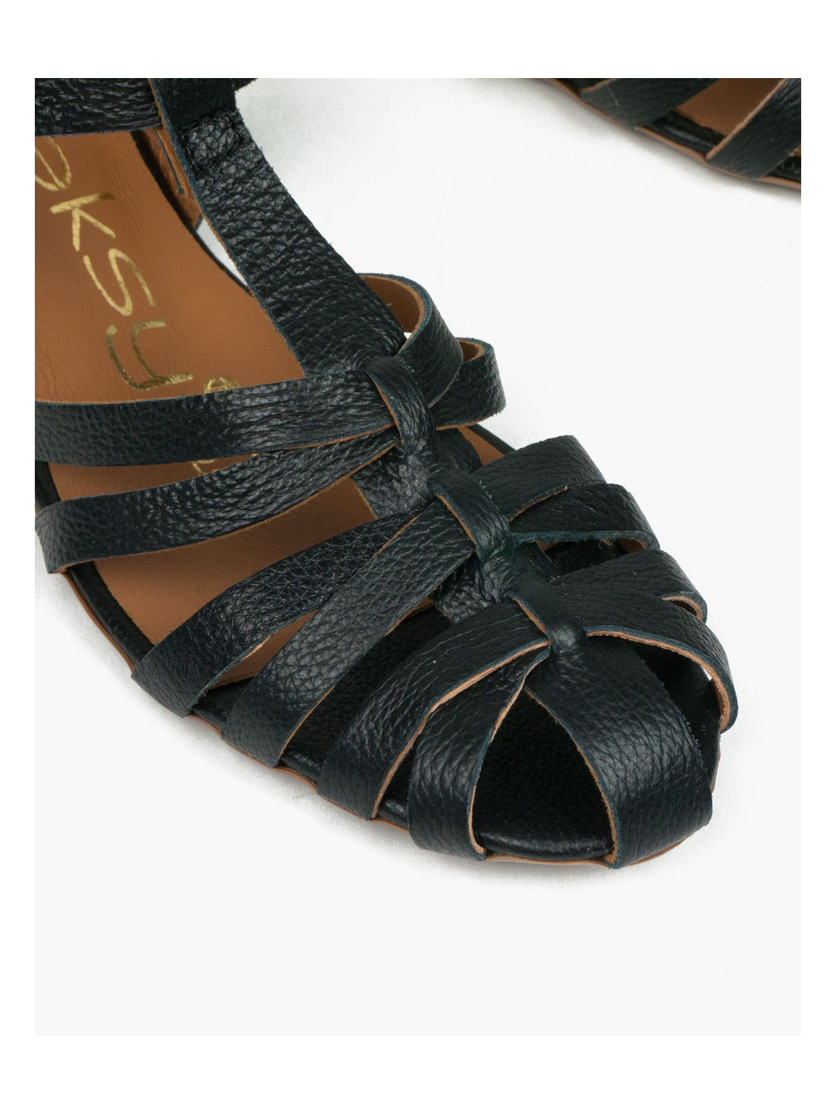 Czarne sandały damskie skórzane