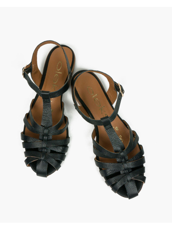 Czarne sandały damskie skórzane