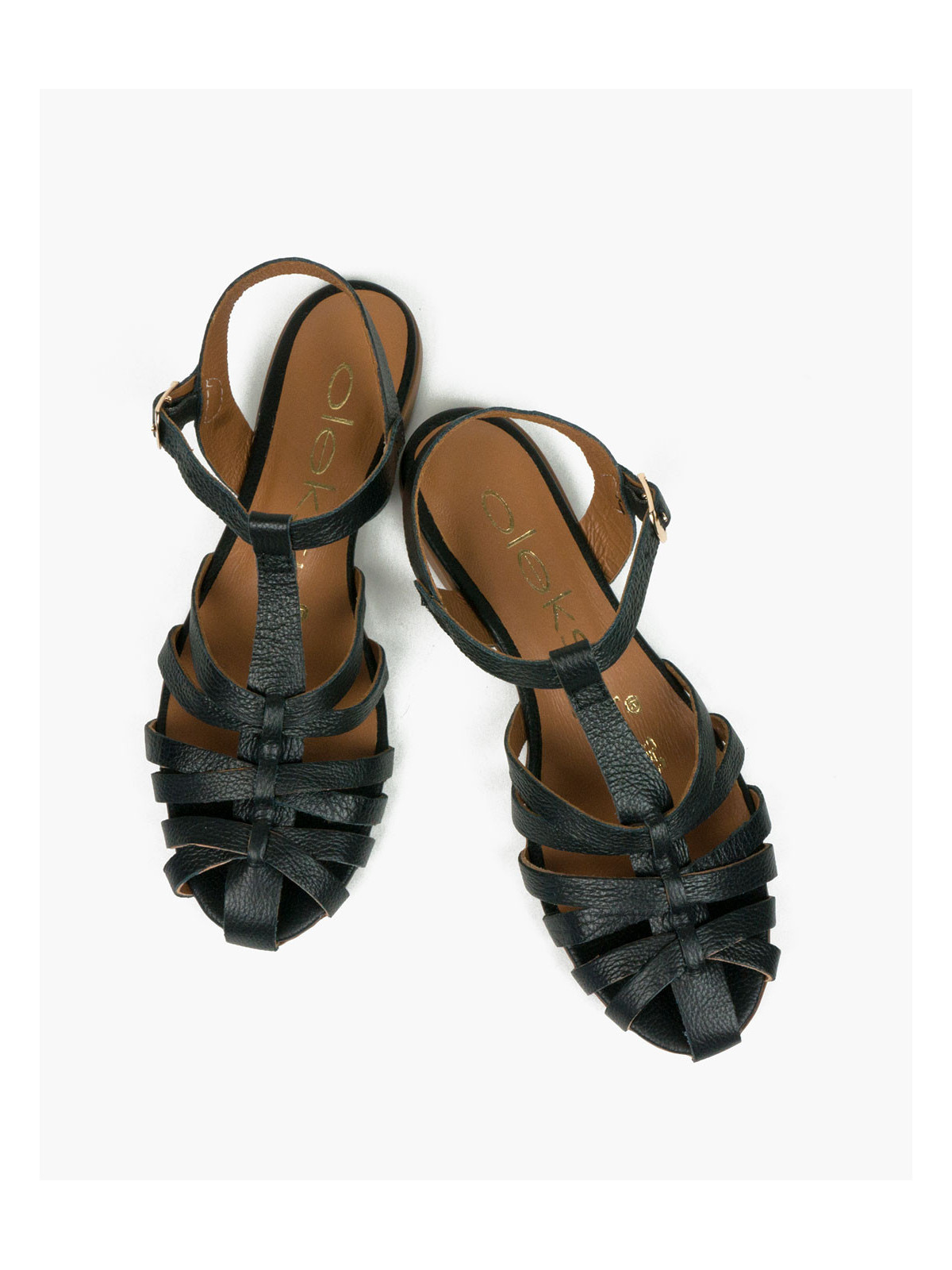 Czarne sandały damskie skórzane