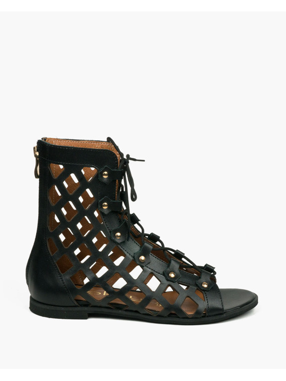 Czarne sandały damskie skórzane