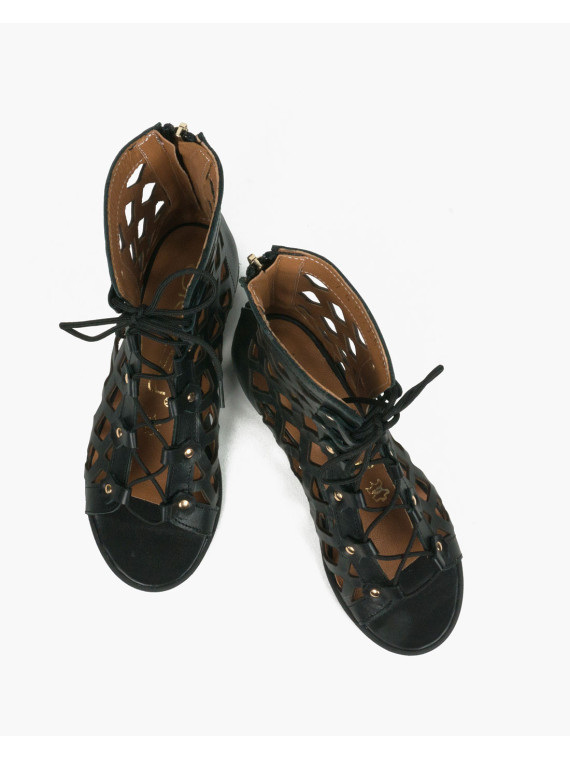 Czarne sandały damskie skórzane