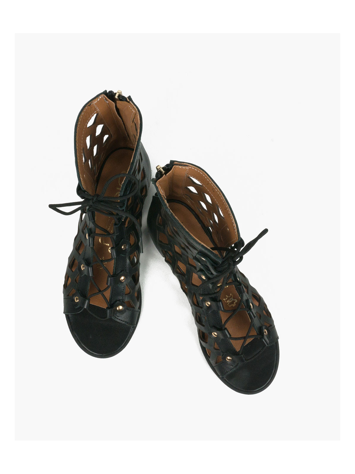 Czarne sandały damskie skórzane