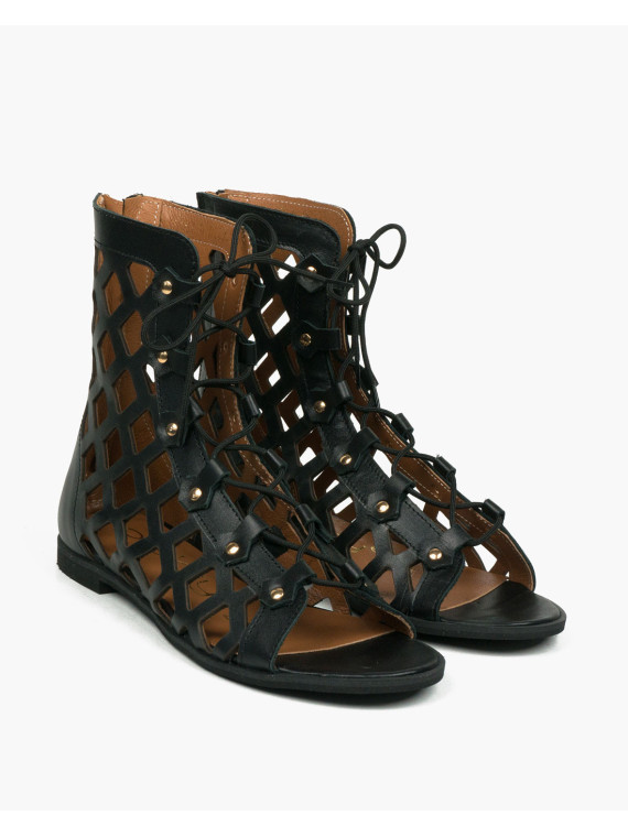 Czarne sandały damskie skórzane