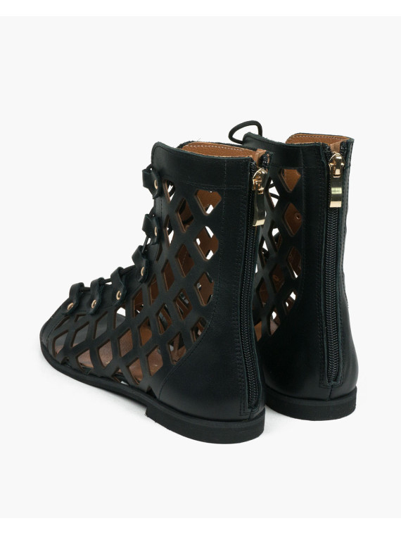 Czarne sandały damskie skórzane