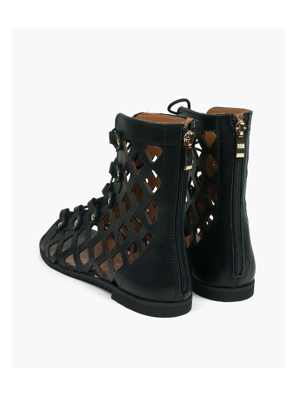 Czarne sandały damskie skórzane