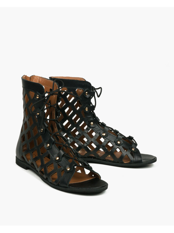 Czarne sandały damskie skórzane